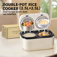 Cuisinière à riz double cuve 2,5L+2,5L, multifonctionnelle électrique intelligente pour la maison, capacité totale de 5L, pour 3-4 personnes