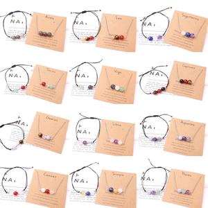 Venta al por mayor mascota cristal piedra <span class=keywords><strong>amatista</strong></span> energía espiritual cristal doce constelaciones pulsera collar conjunto <span class=keywords><strong>para</strong></span> regalo - Product Image 3