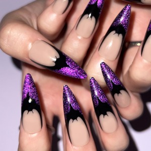 <span class=keywords><strong>Faux</strong></span> <span class=keywords><strong>ongles</strong></span> <span class=keywords><strong>Halloween</strong></span> Fournitures Long Cercueil Noir Violet Presse sur <span class=keywords><strong>ongles</strong></span> avec boîte Private Label Grande Taille Colle sur les <span class=keywords><strong>ongles</strong></span> - Product Image 2