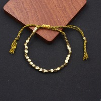 Bracelet tendance à franges géométriques tressées avec perles en laiton irrégulières plaquées or antique pour femmes et hommes - Cadeau de mariage