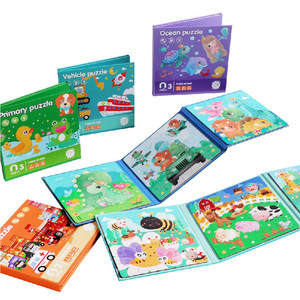 3 in 1 giocattolo educativo pieghevole avanzato in legno Puzzle pensiero logico vernice colorata libro magnetico per bambini - Product Image 1