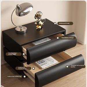 Table de Chevet Moderne en Bois Massif Peint, Classe E0, avec Tiroir et Lumière à Capteur pour <span class=keywords><strong>Chambre</strong></span> et Salon – Direct Usine - Product Image 1