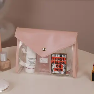 カスタム防水女性透明PVCポーチ旅行封筒収納バッグクリア化粧品バッグ