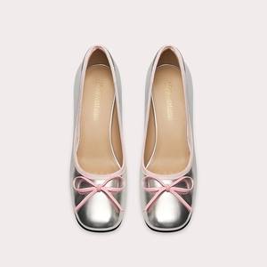 Style doux Look Vintage en gros logo personnalisé nœud cou-de-pied sangle talon épais femmes Mary Jane pompes chaussures - Product Image 3