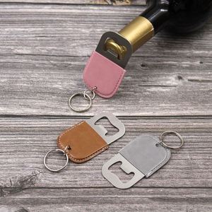 Stocked 7 Colors PU Leather Bottle Opener Keychain Portable Promotional Keyring for Welcome Gifts Wine <b>Beer</b> Lovers - Product Image 3