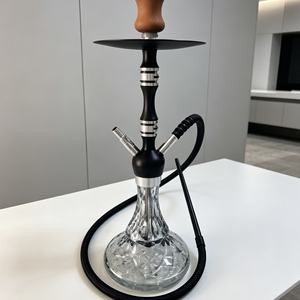 Cachimba Portátil con Base de Vidrio Negro, Cuerpo de Aluminio, Doble Manguera, para Bares, Salones y Viajes - Product Image 5