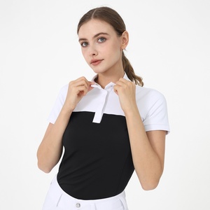 Camicia da esposizione nera con LOGO personalizzato per donne di alta qualità comode da corsa a cavallo con bottoni equestri Baselayer - Product Image 2