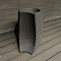 Ensemble de 3 jardinières d'extérieur modernes en fibre de verre et argile, design écologique, légères et durables pour la maison et le jardin