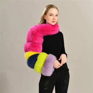 Fashion Lady Luxury Racoon Fur Coat Wraps Muff Warmer collo in vera <span class=keywords><strong>pelliccia</strong></span> di volpe maniche in vera <span class=keywords><strong>pelliccia</strong></span> di volpe naturale - Product Image 4