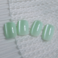 Faux ongles à presser en ABS de haute qualité, sur mesure, forme cercueil, effet œil de chat, pour salon de manucure