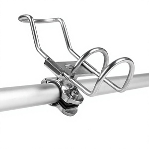 Soporte de caña de pescar de acero inoxidable para barco, tipo abrazadera, doble cable, accesorios náuticos para barco - Product Image 2