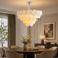 Lustre suspendu minimaliste italien en résine, crème, à 3/4/5 couches de disques, avec chaîne réglable, douille E14, pour intérieur