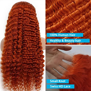 100% brut vierge brésilien gingembre <span class=keywords><strong>orange</strong></span> 13x4 pleine perruque de dentelle frontale lâche vague profonde pré-plumé perruques de cheveux humains pour les femmes - Product Image 5