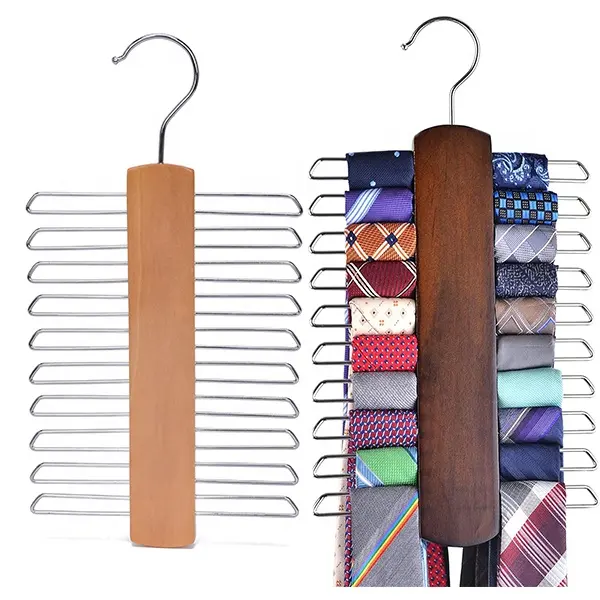 Premium Platzsparende Holz krawatte und Gürtel halter mit 20 Haken