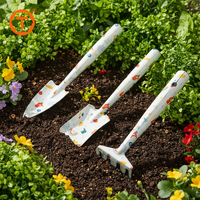 Kit de 3 mini-outils de jardinage en acier pour enfants, motif floral, pour la plantation