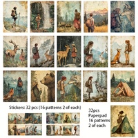 JAI IMAN 64 pièces Ensemble de scrapbooking Aventure en forêt avec animaux de la jungle (renard, loup) pour loisirs créatifs, décoration et journaux de récupération