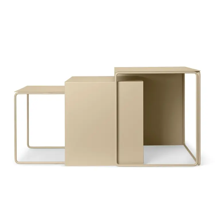 Mesa lateral de café baja de Metal, muebles modernos para el hogar de Material ecológico personalizados, cuadrada, EE. UU., 3 piezas