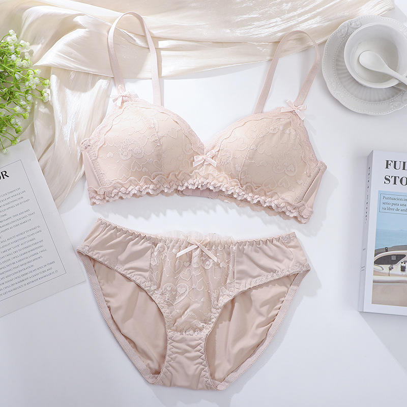 Wholesale High Quality Sexy Girls Bra Panty Sets Push up Comfort Cute Strapless Bra Brief Female Lingerie Set