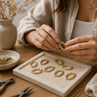Connecteur de fermoir en métal doré pour la fabrication de colliers et pendentifs, forme ovale ondulée personnalisée