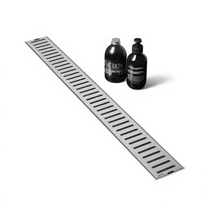 Rejilla de drenaje lineal moderna de acero inoxidable cepillado para baño - Product Image 6