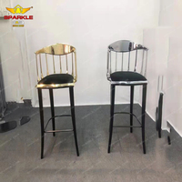 SPARKLE Tabouret de bar noir haut de gamme personnalisé tissu en cuir de villa de luxe moderne avec laiton pour meubles de maison