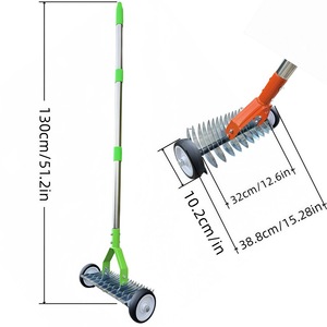 Rouleau désherbeur et décompacteur de sol pour pelouse et jardin avec roues - Product Image 4