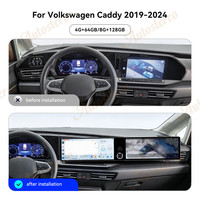 Autoradio Android 14 à double écran 25 pouces avec Carplay pour VW Caddy 2019-2024, lecteur multimédia, navigation GPS, unité principale