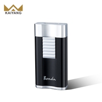 Briquet torche en métal élégant Flamme plate rechargeable Butane Coupe-vent Jet Flamme pour cigares
