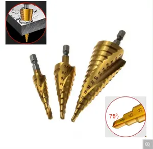 Drywall Tools Power Drill Hss M35 Step Drill Bits Cobalt Titanium Coated Step Drill For Stainless Steel