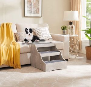 Piattaforma a più livelli per animali domestici con tappetini, letto moderno rettangolare in legno per cani e gatti, ideale per il davanzale o accanto al letto - Product Image 4