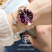 POEDAGAR 719 Montre pour Femme Luxe Or Rose Acier Inoxydable Montre-Bracelet à Quartz Étanche Version Coréenne Tendance Montres pour Dames