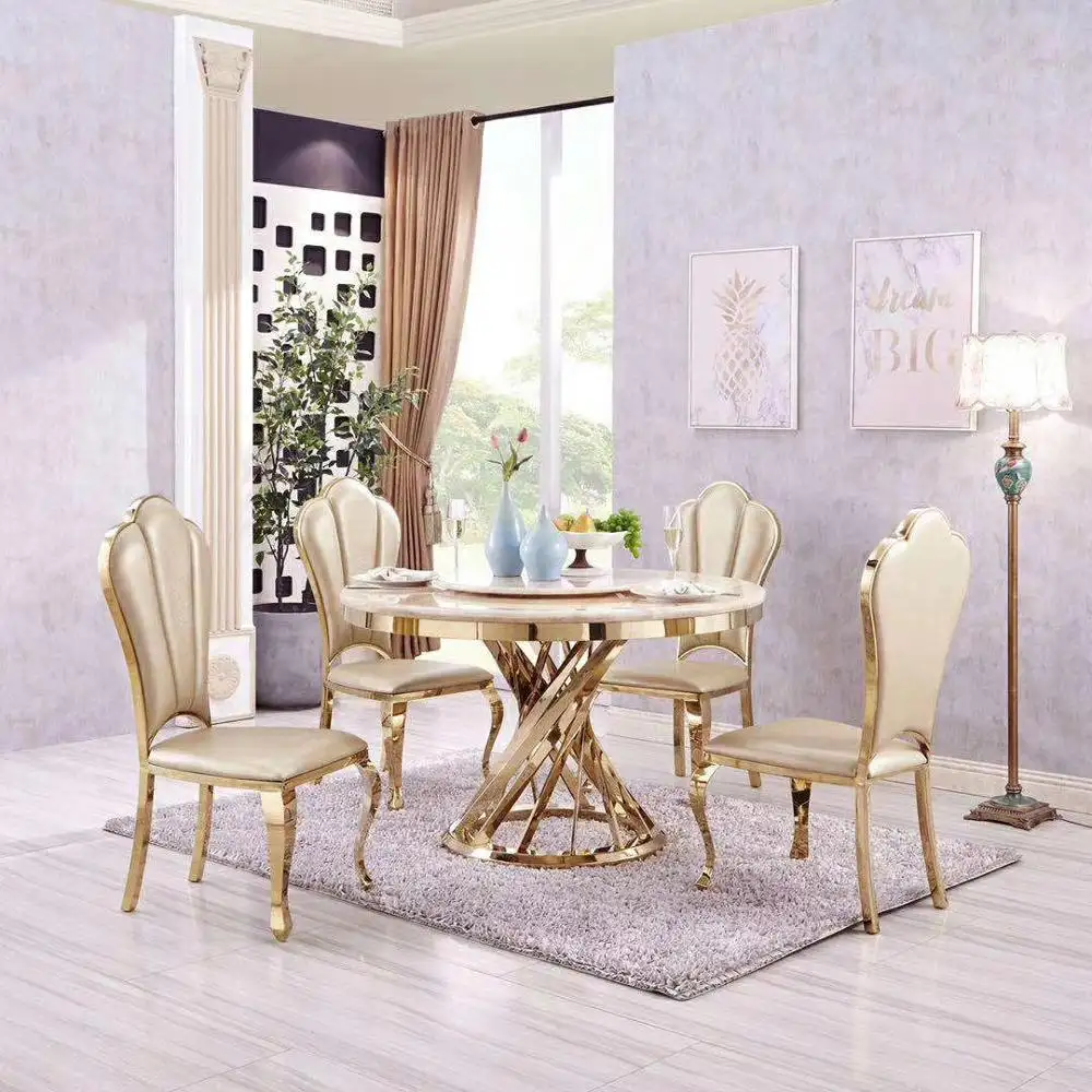 Chaise de table à manger moderne en cuir et acier inoxydable pour banquet de mariage Chiavari en or rose pour hôtel, fêtes et restaurants