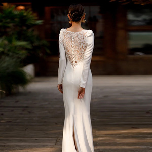 2025 nouvelle mariée lumière mariage Satin Simple tempérament célébrité Banquet <span class=keywords><strong>Mori</strong></span> département robe de soirée - Product Image 4