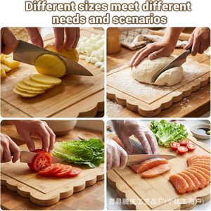 เขียงไม้ไผ่เต็งชิง ขอบหยัก สำหรับหั่นผัก ผลไม้ สเต็ก และอาหารอื่นๆ - Product Image 3