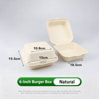 Boîte à lunch jetable biodégradable en pâte à papier, compatible micro-ondes, pour gâteaux, hamburgers, emballage carré à emporter, spéciale pour les aliments
