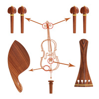 High-end 4/4 Violin Rosewood Four-Piece Set with Chin Rest Tailpiece Pegs-VACC-002 Model Made in Jiangsu Cardboard Box Packaging