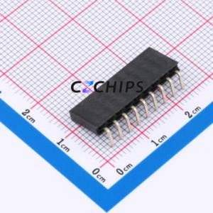 FH2.54-06-09PWD Pin Socket Bent Lead Through Hole,P=2.54mm Connector 1x9P 2.54mm Square Hole Right Angle Insert - Product Image 2