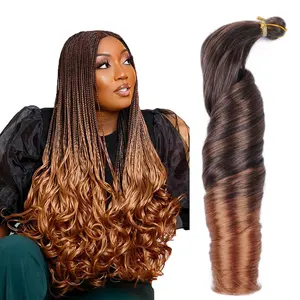 G&T Wig Sprial French Curls Braiding Hair Synthetic Bouncy Braiding Loose Body Wave Crochet Hair for Women Extensions 24inch