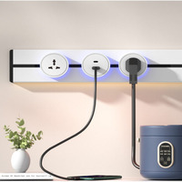 Riel Multifuncional de Pared con Interruptor de 32A, Enchufe Eléctrico Extraíble, Riel de Alimentación Eléctrica