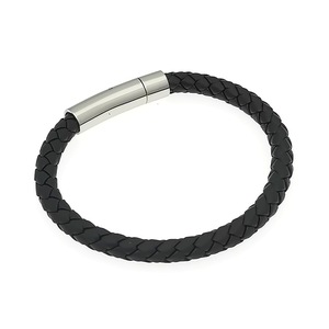 Woven <b>Leather</b> Rope <b>Bracelet</b> Stainless Steel Snap Buckle Unisex Everyday Wear Jewelry - Product Image 3