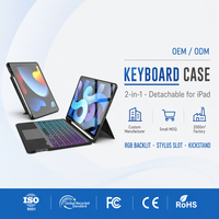 Étui protecteur de clavier sans fil pour iPad 10.2/10.5, design rotatif à 360 degrés, rétroéclairage coloré, pavé tactile, couleur personnalisée, confortable