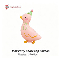 Ballon en Mylar à clipser en forme d'animal de dessin animé mignon, Licorne Dinosaure Oie Papillon, pour fête d'anniversaire d'enfants