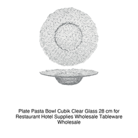 Bol à pâtes Cubik en verre, assiette de 28 cm, intérieur transparent de 13,5 cm
