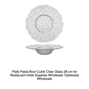 Bol à pâtes Cubik en verre, assiette de 28 cm, intérieur transparent de 13,5 cm - Product Image 2