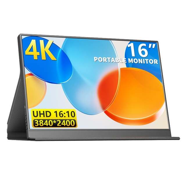 New 16 Inch 4K QHD Portable Monitor with Non-Curved IPS Display and HDR for PC Laptop Business & Mini Gaming PC