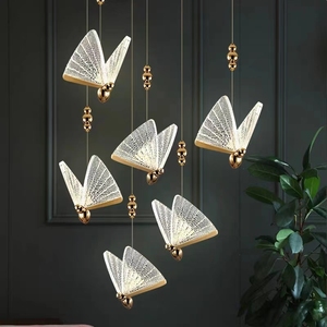 Hotel lobby progetto personalizzabile Design moderno farfalla acrilica lampadari a sospensione fai da te e lampade a sospensione - Product Image 4