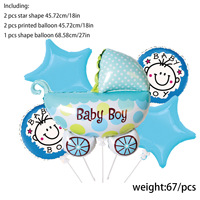 Ballons Mylar Bleus « C'est un garçon » avec biberon, lot de 5, pour décorations de fête de naissance et de baptême