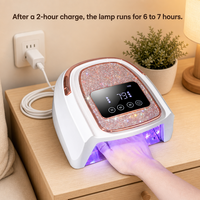 Lámpara UV LED para Uñas con Acabado Diamantado Dorado Personalizado, 30 Perlas, Pantalla LCD, Sensor Infrarrojo y Base Magnética para Vendedores Online