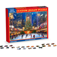 Puzzles personnalisés 100/500/1000 pièces Nouvel An Bleu Boîte Mondiale OEM Usine de puzzles pour adultes et enfants