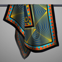 Écharpe carrée de haute qualité en coton turc, tissu simili soie pour femmes, impression numérique personnalisée, écharpe en polyester, bandana